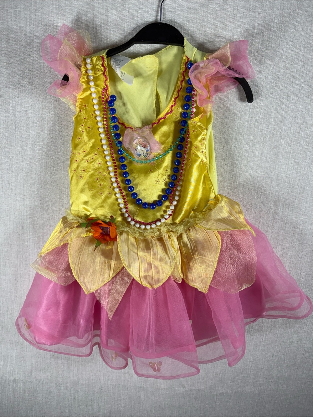 Fancy Nancy Yellow & Pink Flower Fairy Dress with Bead Accents